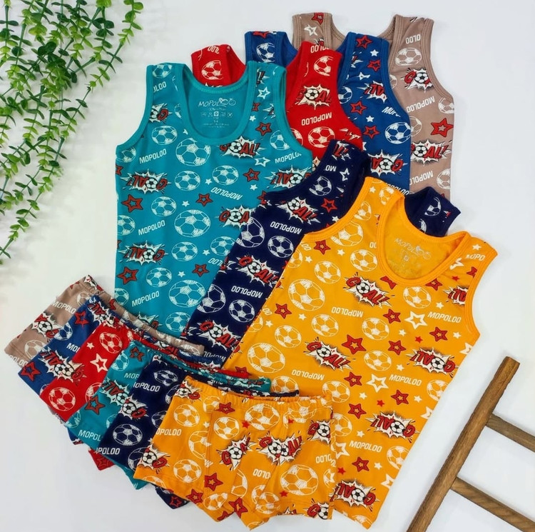 ست رکابی شورت پسرانه طرح فوتبالی